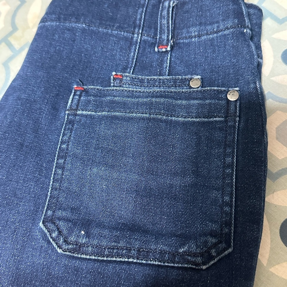 Maeve Anthropologie High Rise Slim Straight Jeans Women’s 10/12 Dark Wash Ankle - Picture 6 of 11